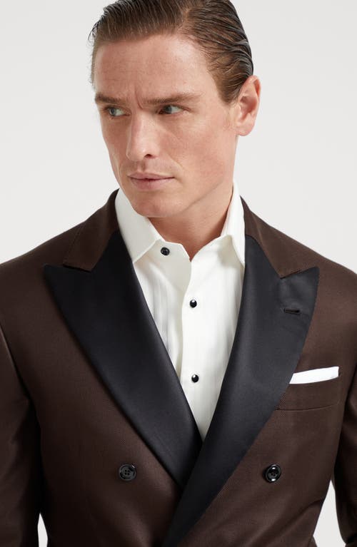 Shop Brunello Cucinelli Tuxedo With One-and-a-half-breasted Jacket In Brown