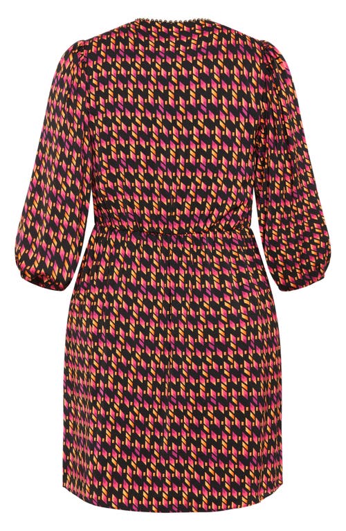 City Chic Georgie Print Long Sleeve Dress In Multi