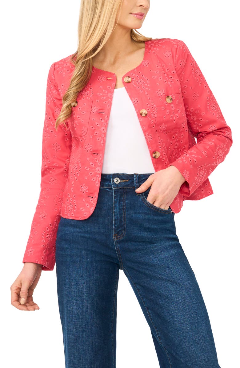 CeCe Eyelet Crop Jacket, Alternate, color, 