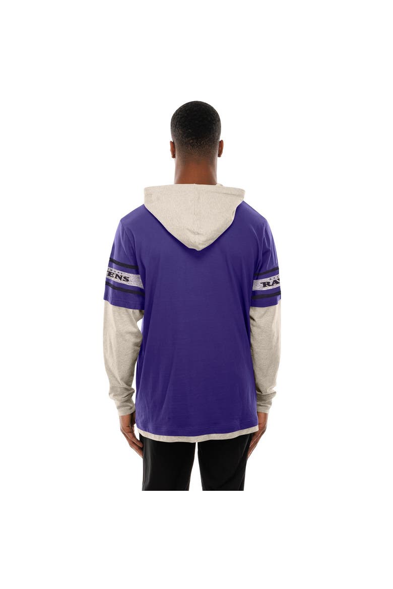 Men's New Era  Purple Baltimore Ravens Twofer Layered Long Sleeve Hoodie T-Shirt, Alternate, color, Purple