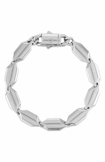 Esquire Men's Stainless Steel Station Chain Bracelet