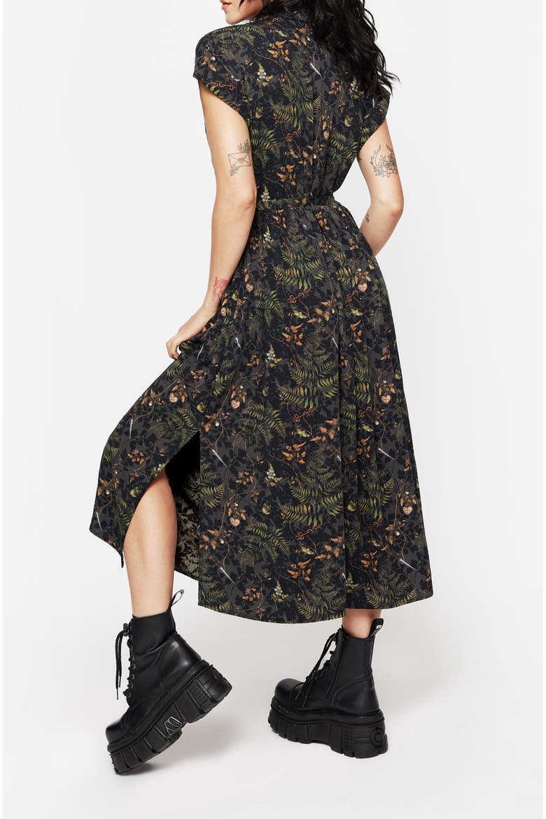 Wither Fern Print Midi Shirt Dress, Alternate, color, Green