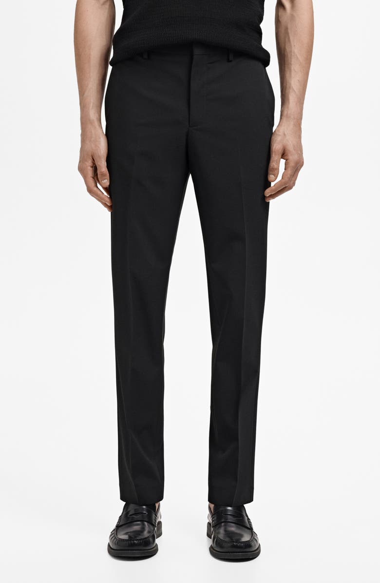 MANGO Slim Fit Flat Front Pants, Main, color, Black