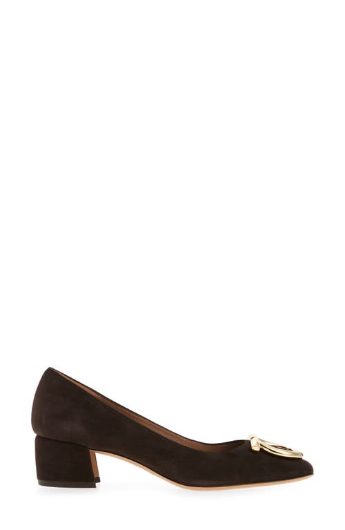Ferragamo Mara Gancio Block Heel Pump In Brown