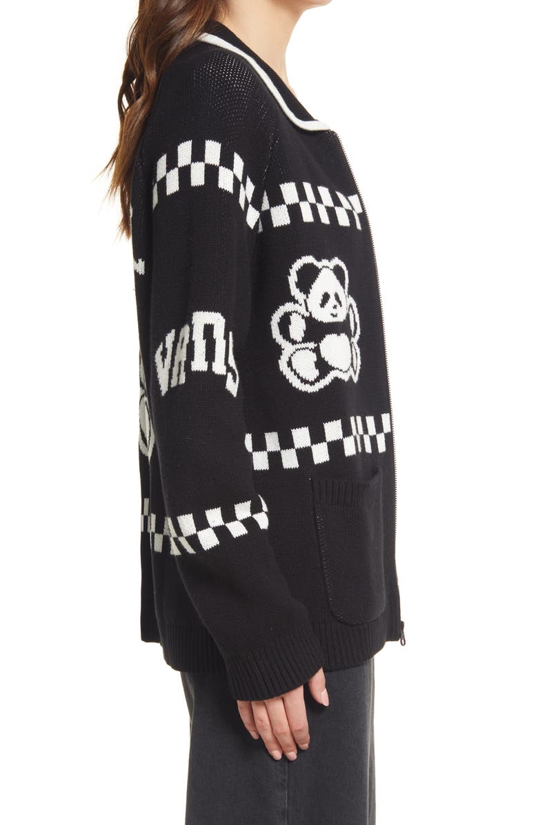 Vans Double Knit Panda Graphic Zip Cardigan, Alternate, color,