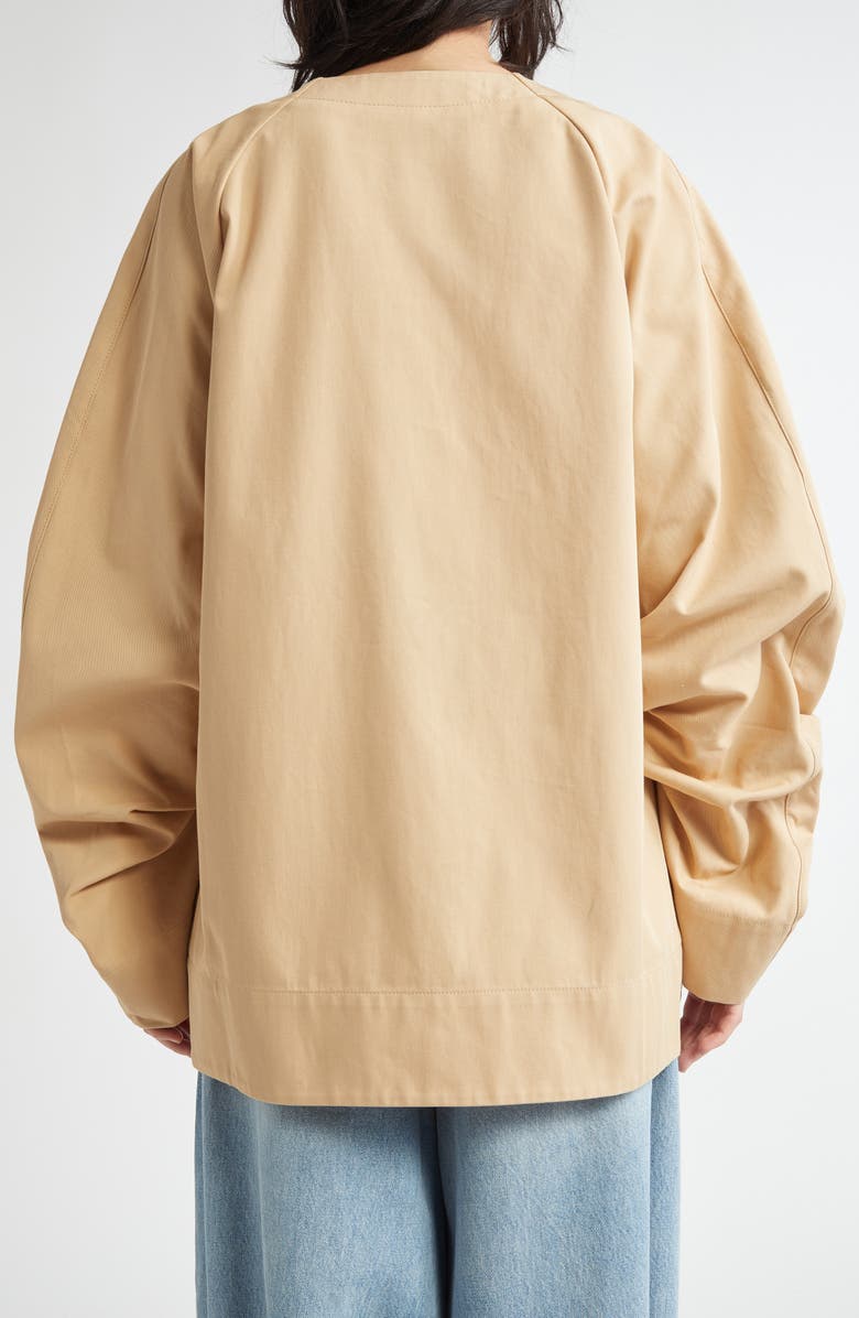 JW Anderson Oversize V-Neck Gathered Sleeve Cotton Top, Alternate, color,