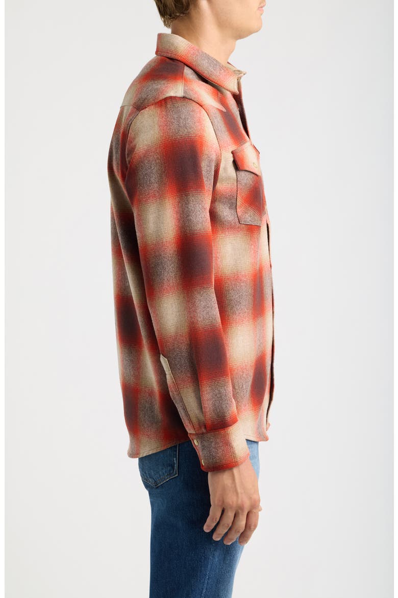 Canyon Plaid Wool Western Shirt, Alternate, color, RED/ TAN MIX OMBRE