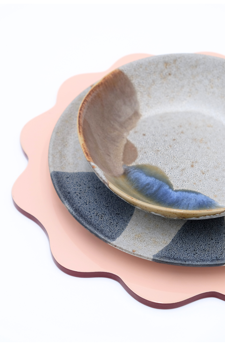 Inner Child Scalloped Lacquerware Placemats - Set of 4, Alternate, color, Blush Pink