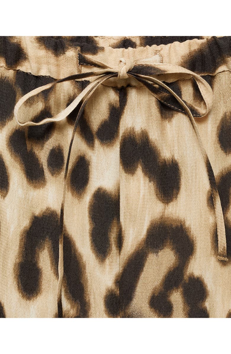 MANGO Bernie Print Wide Leg Drawstring Pants, Alternate, color, Beige