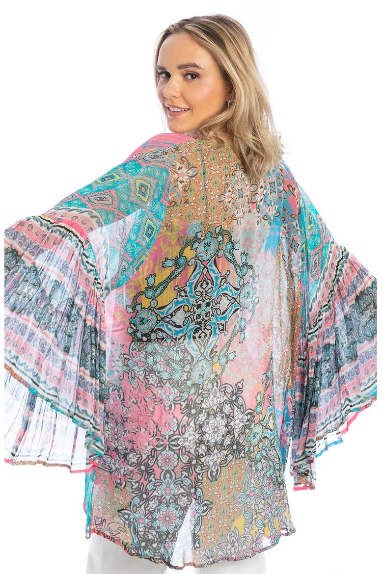 Floral Print Bell Sleeve Ruana, Alternate, color, PINK