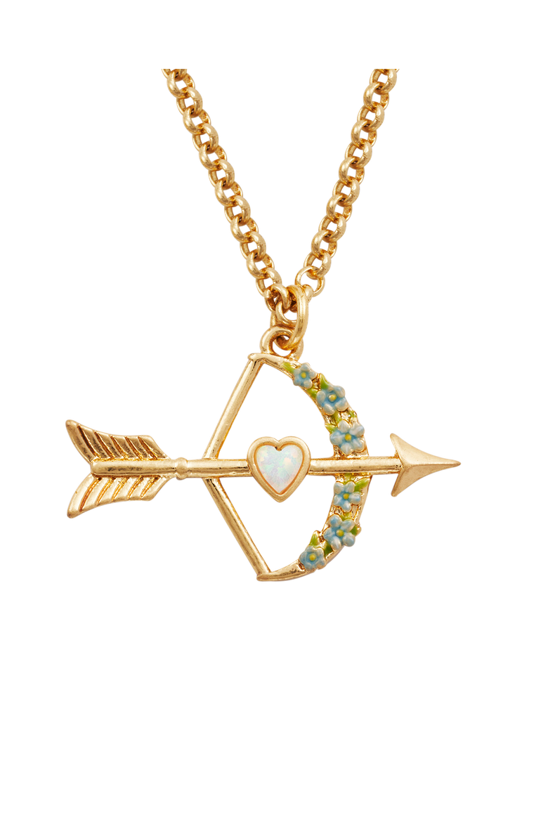 Cupids Bow & Arrow Necklace, Alternate, color, Gold