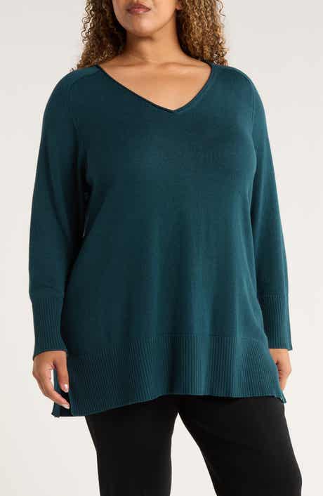 Eileen Fisher V-Neck Cotton Blend Sweater