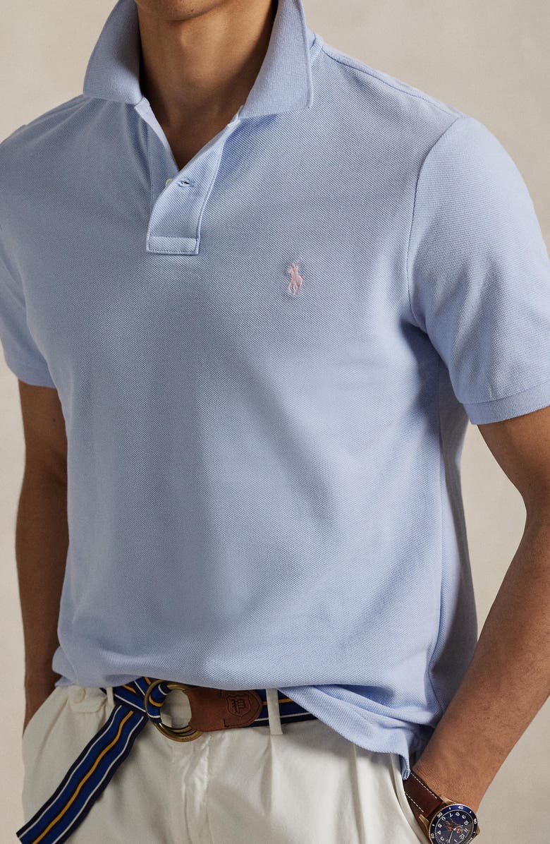 Polo Ralph Lauren Classic Fit Solid Blue Cotton Piqué Polo, Alternate, color,