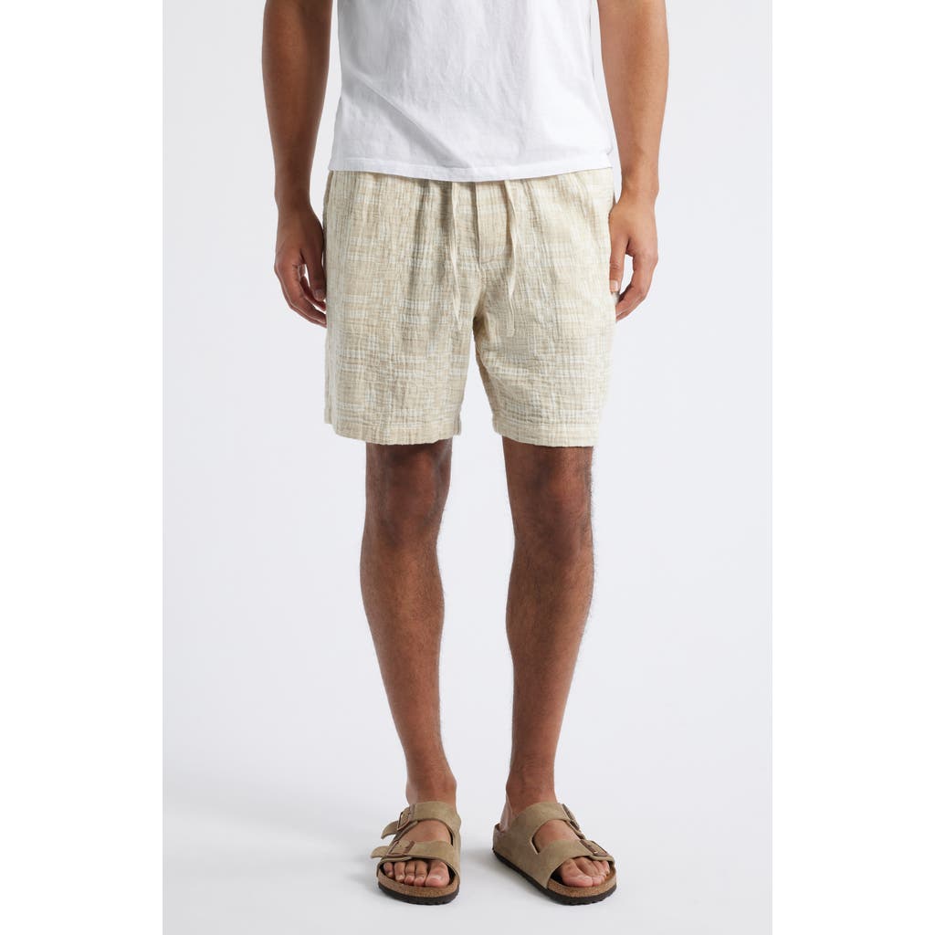 Treasure & Bond Jacquard Check Cotton & Linen Blend Drawstring Shorts