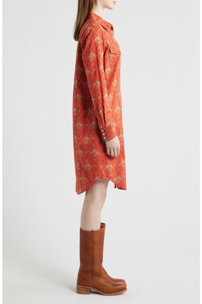 Gambler Print Long Sleeve Shirtdress, Alternate, color, ADOBE LATTICE