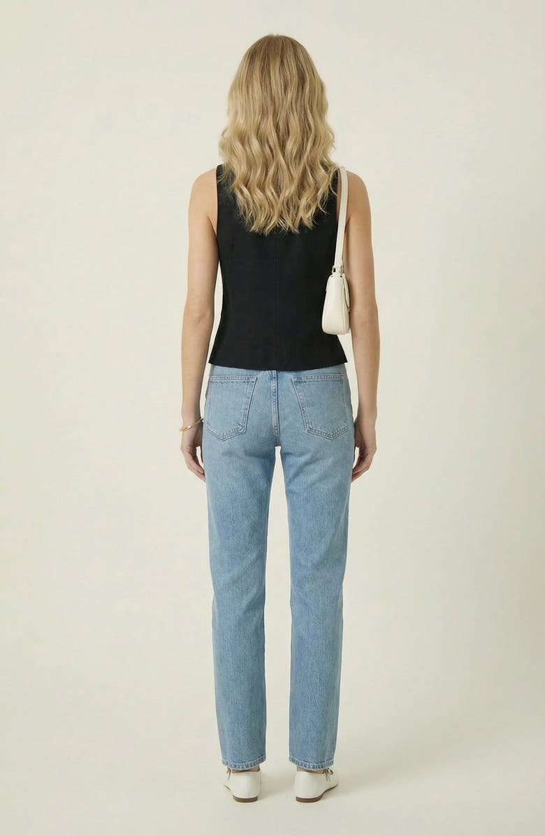 Modenaire Tailored Sleeveless Button-Up Vest, Alternate, color, Black