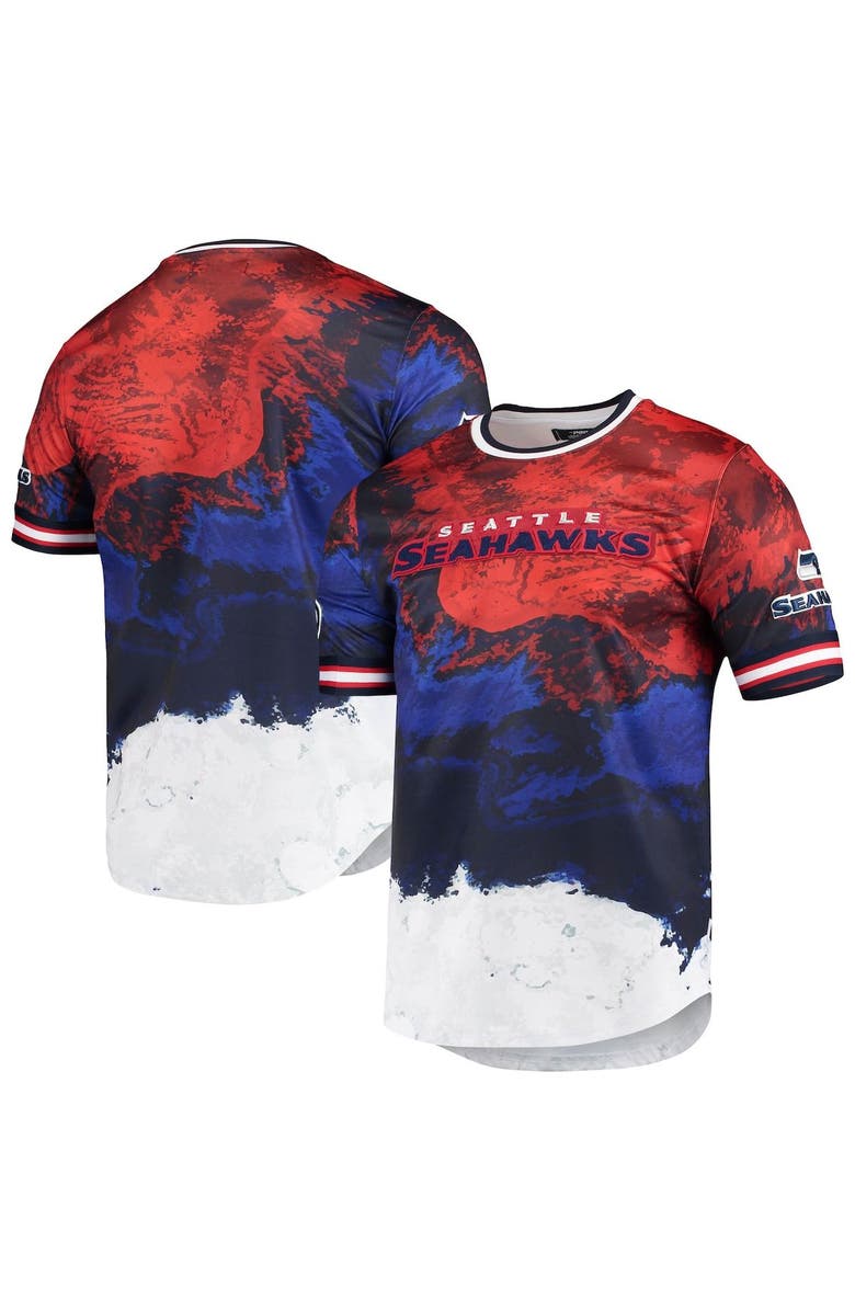 PRO STANDARD Men's Pro Standard Navy/Red Seattle Seahawks Americana Dip-Dye T-Shirt, Alternate, color, 