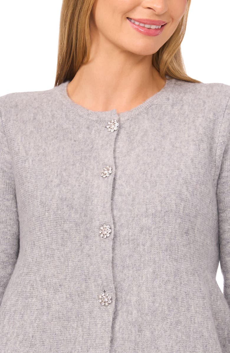 CeCe Peplum Cardigan, Alternate, color, Light Heather Grey