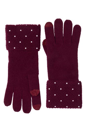 Sofia Cashmere Embellished Cashmere Tech Gloves In Red