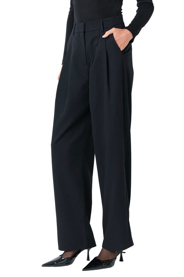 Pleated Wide Leg Pants, Alternate, color, BLACK