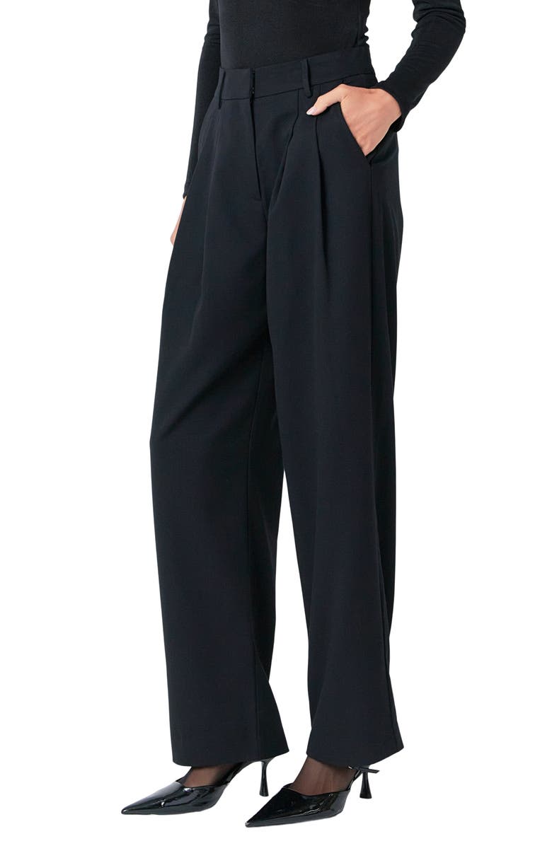 Grey Lab Pleated Wide Leg Pants, Alternate, color, Black