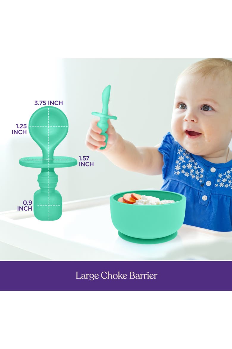 Silicone Baby Feeding Set with Suction Bowls & Spoons, 4-Piece, Alternate, color, Blue