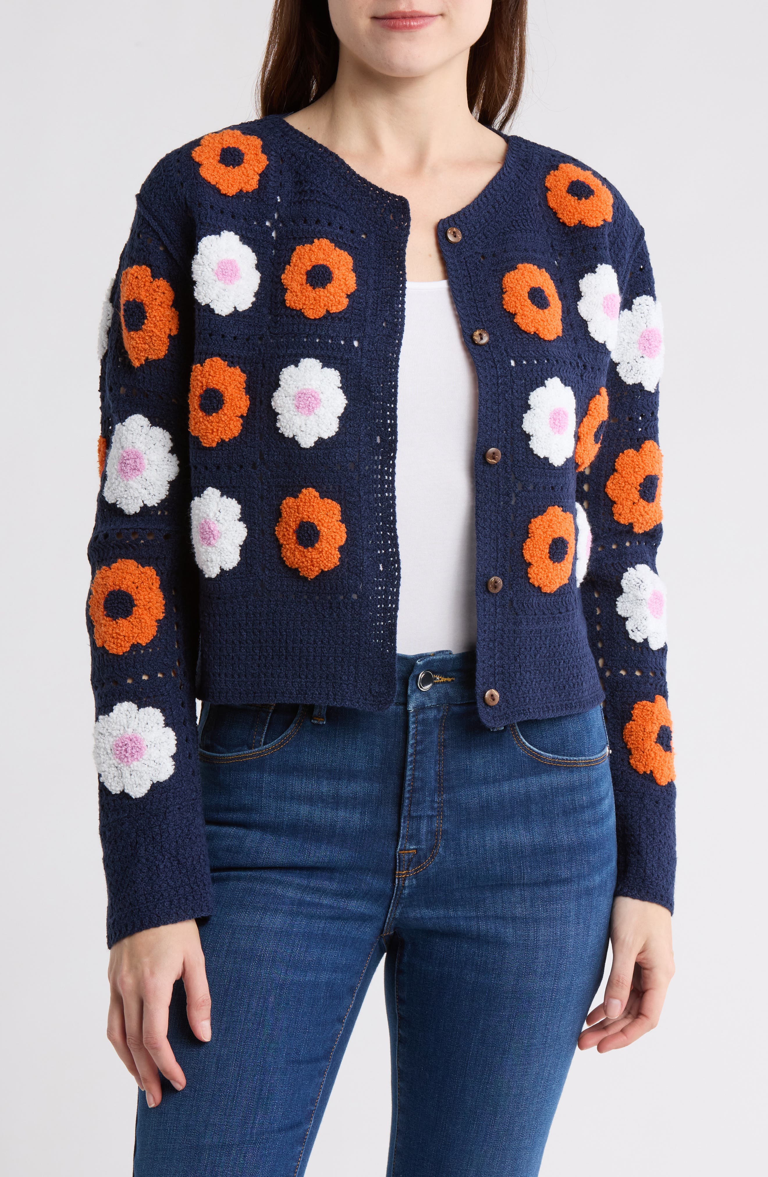 Flower Patch Button Front Cardigan (Women) | Nordstromrack