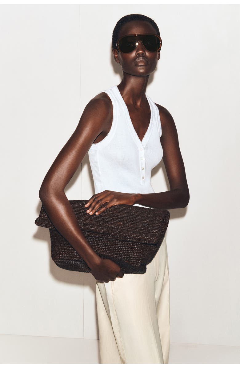 COS Oversized Folded Clutch Bag - Straw, Alternate, color, Brown