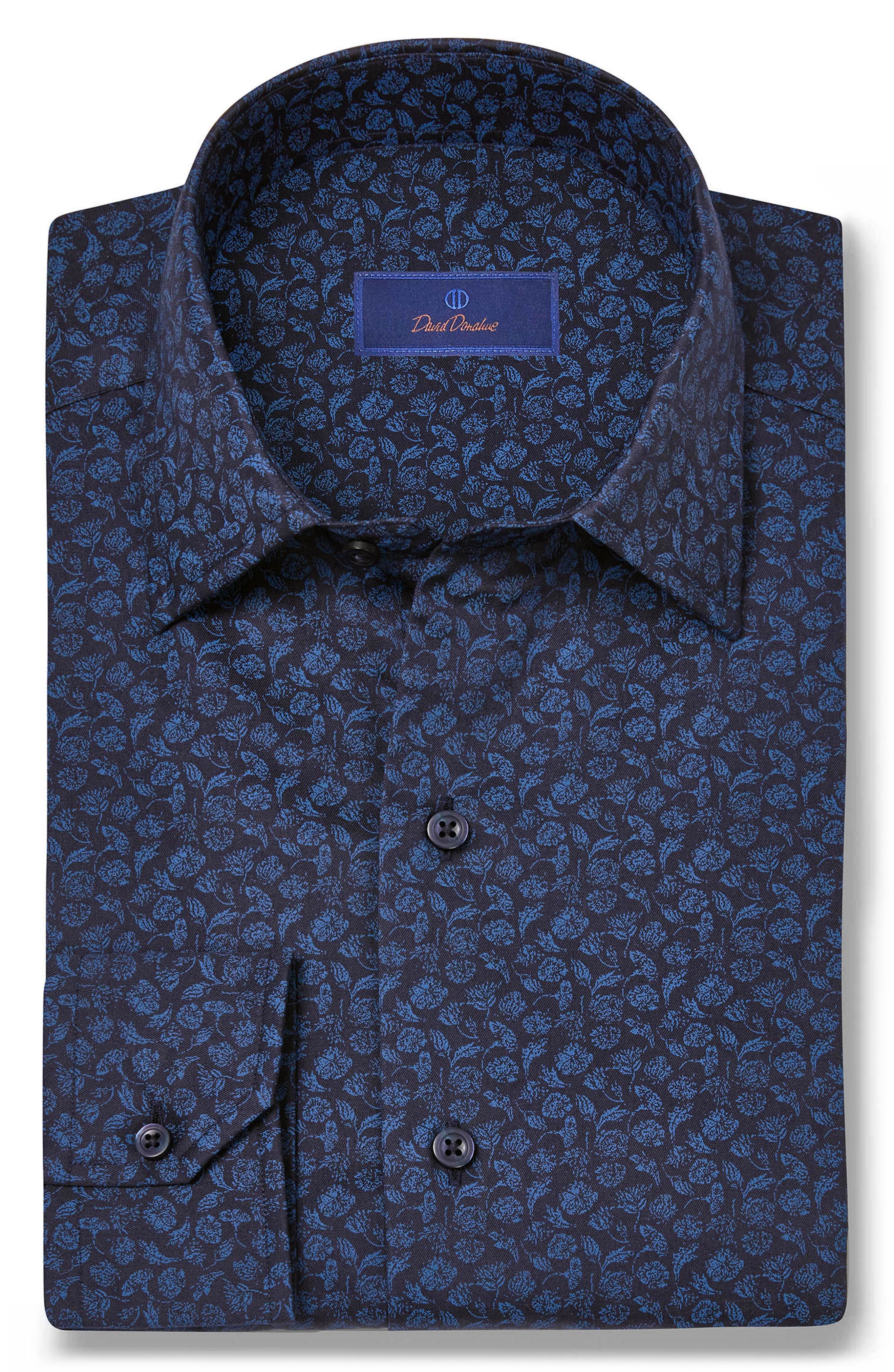 David Donahue Classic Fit Botanical Dress Shirt