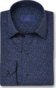 David Donahue Botanical Print Sport Shirt