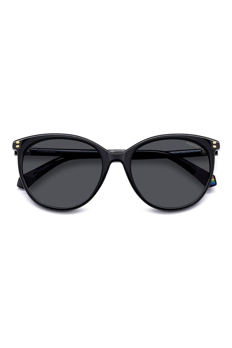 55mm Polarized Cat Eye Sunglasses, Alternate, color, BLACK/ GREY POLAR