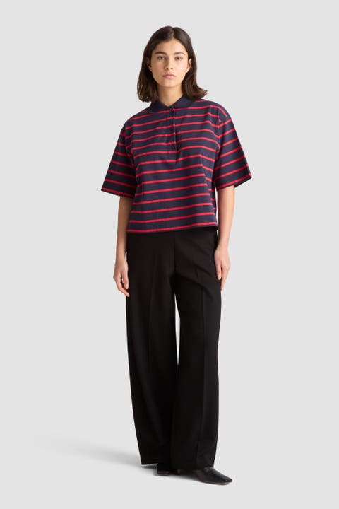 Taylor Striped Boxy Jersey Popover Top