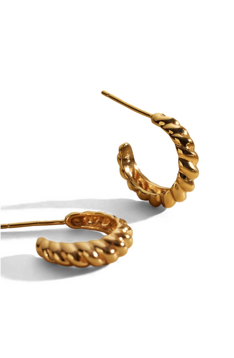 MADE BY MARY Gloss Croissant Hoop Earrings, Alternate, color, Silver