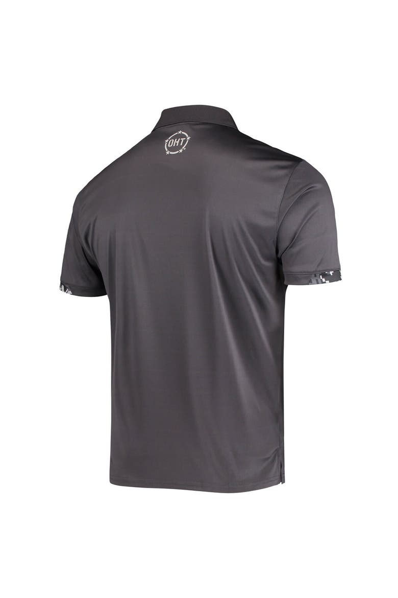 Men's Colosseum Charcoal Montana Grizzlies Operation Hat Trick Military Appreciation Digi Camo Polo, Alternate, color, Charcoal