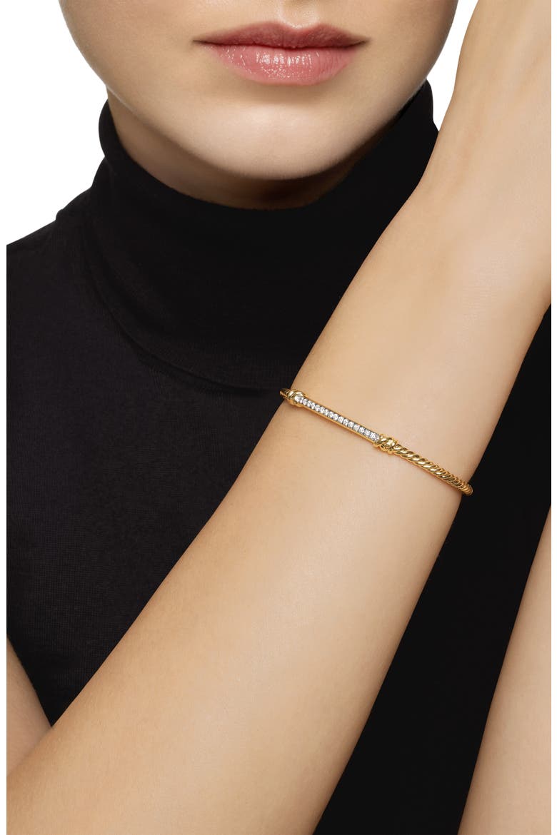 Petite Helena Cablespira® Station Bracelet with 18K Yellow Gold with Diamonds, 3mm, Alternate, color, DIAMOND/ YELLOW GOLD