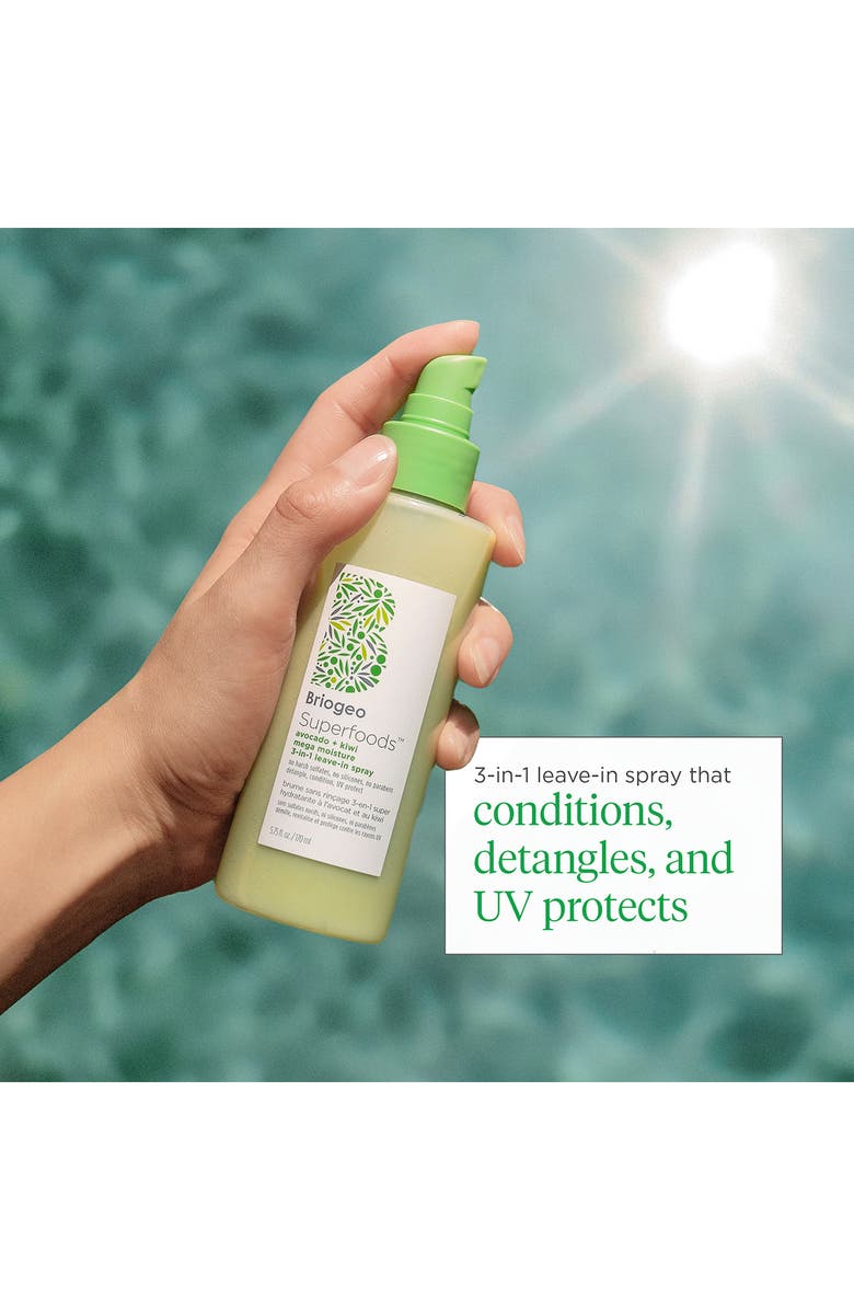 Briogeo Superfoods<sup>™</sup> Avocado + Kiwi Mega Moisture 3-in-1 Leave-In Conditioner, Detangler + UV Protection Spray, Alternate, color, 