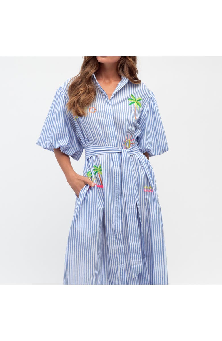 Label of Love Tropical Embroidered  Shirt Dress, Alternate, color, Blue