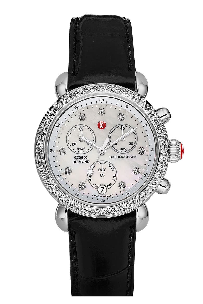'CSX-36 Diamond' Diamond Dial Two Tone Watch Case, 36mm, Alternate, color, SILVER