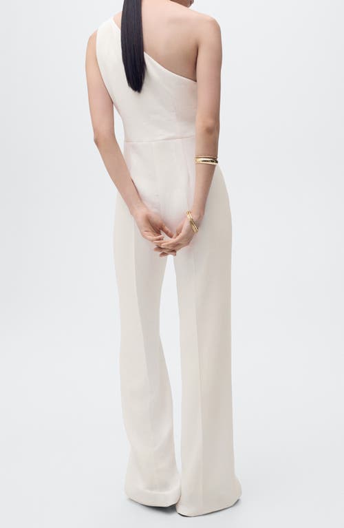 Mango Long Jumpsuit With Asymmetrical Neck In White