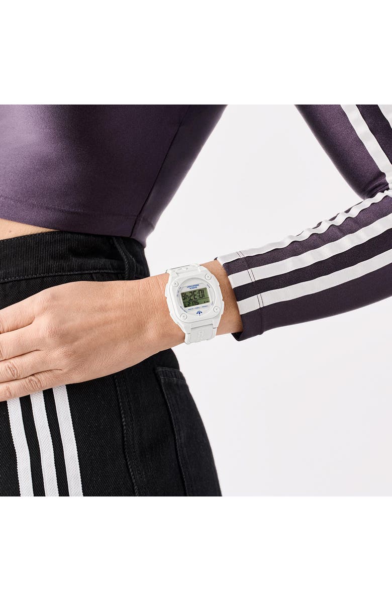 adidas City Tech 4 Silicone Strap Watch, 42mm, Alternate, color, White