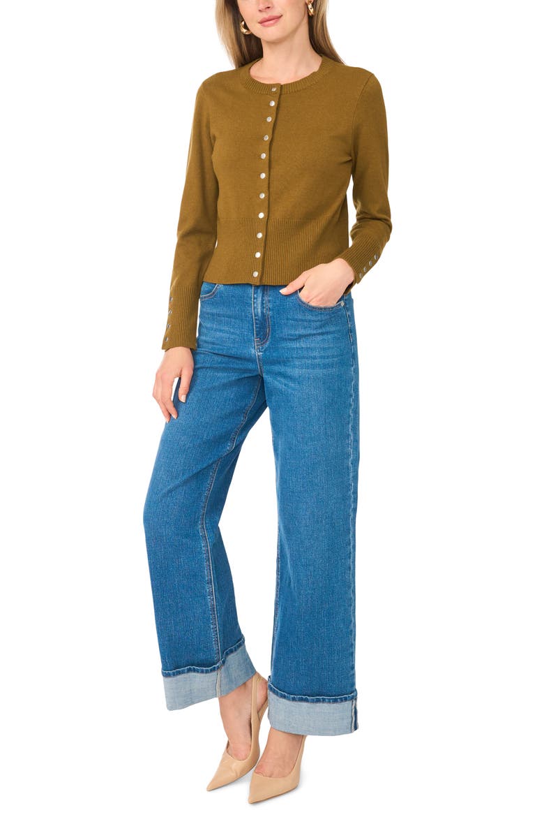 Button Front Cardigan, Alternate, color, GOLDEN CITRON