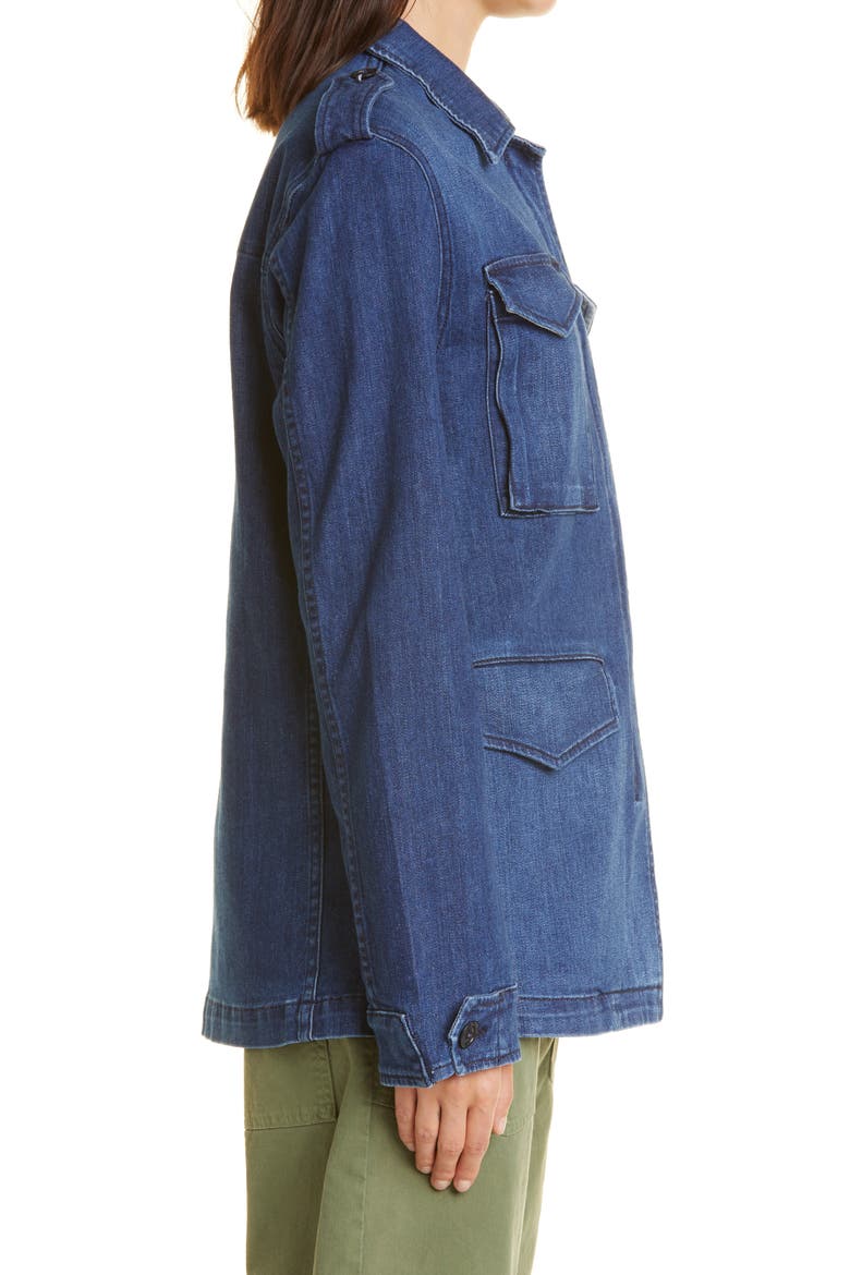 Wren Distressed Denim Jacket, Alternate, color, DEEP BLUE WASH