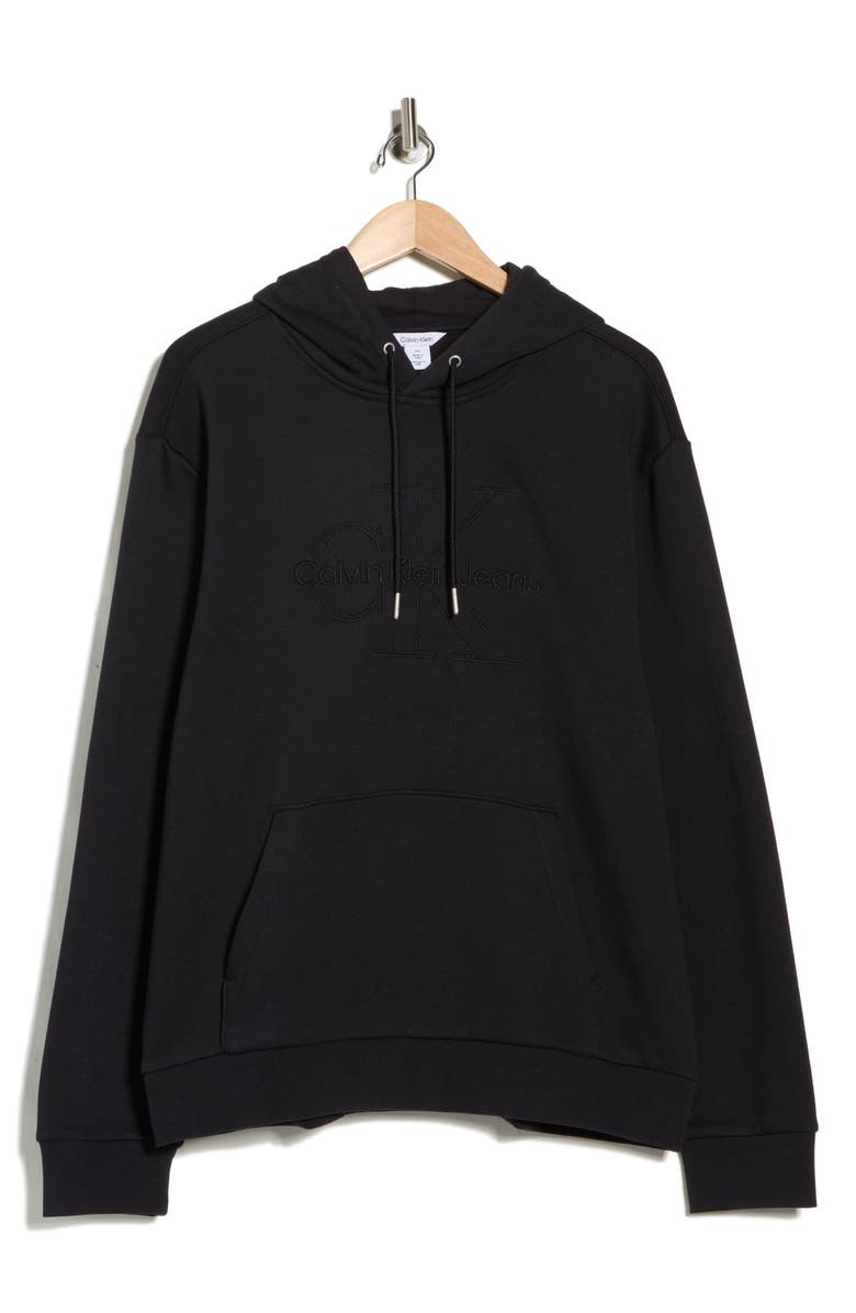 Calvin Klein Tonal Logo Hoodie, Alternate, color, Black Beauty