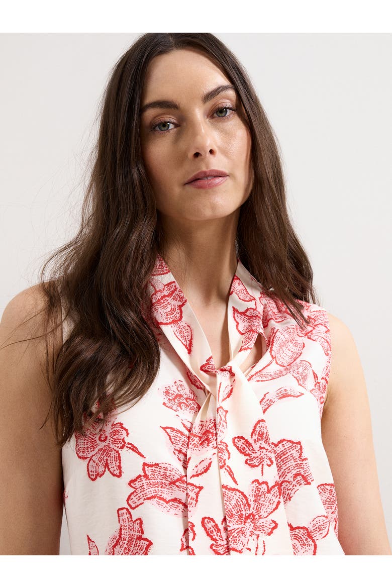 Junie Tie Neck Sleeveless Blouse, Alternate, color, Red