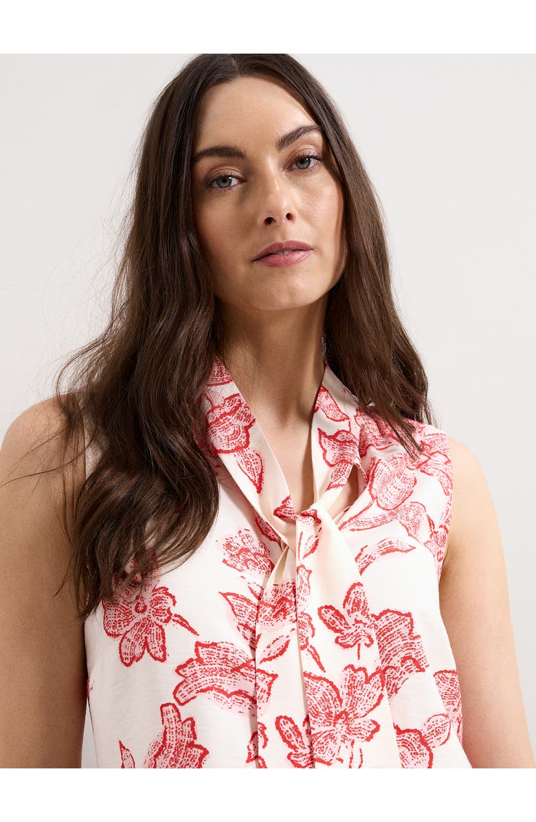Phase Eight Junie Tie Neck Sleeveless Blouse, Alternate, color, Red