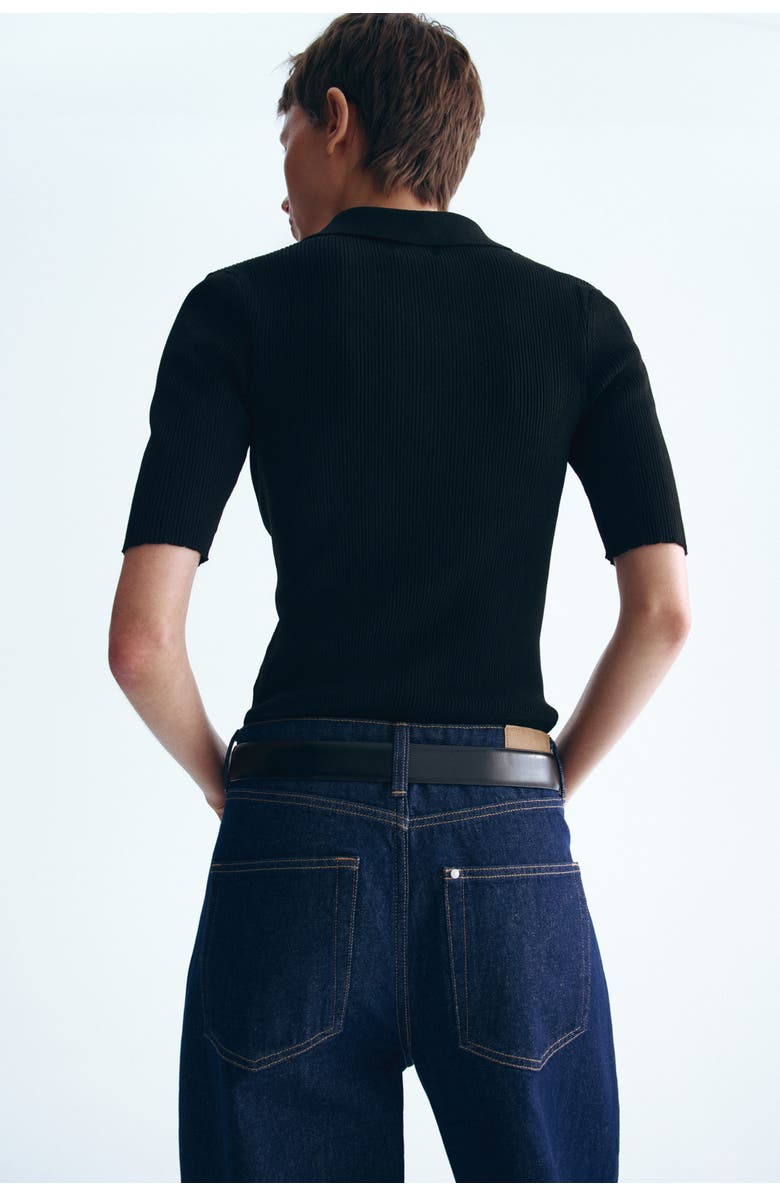 H&M Pointelle-knit Top, Alternate, color, Black