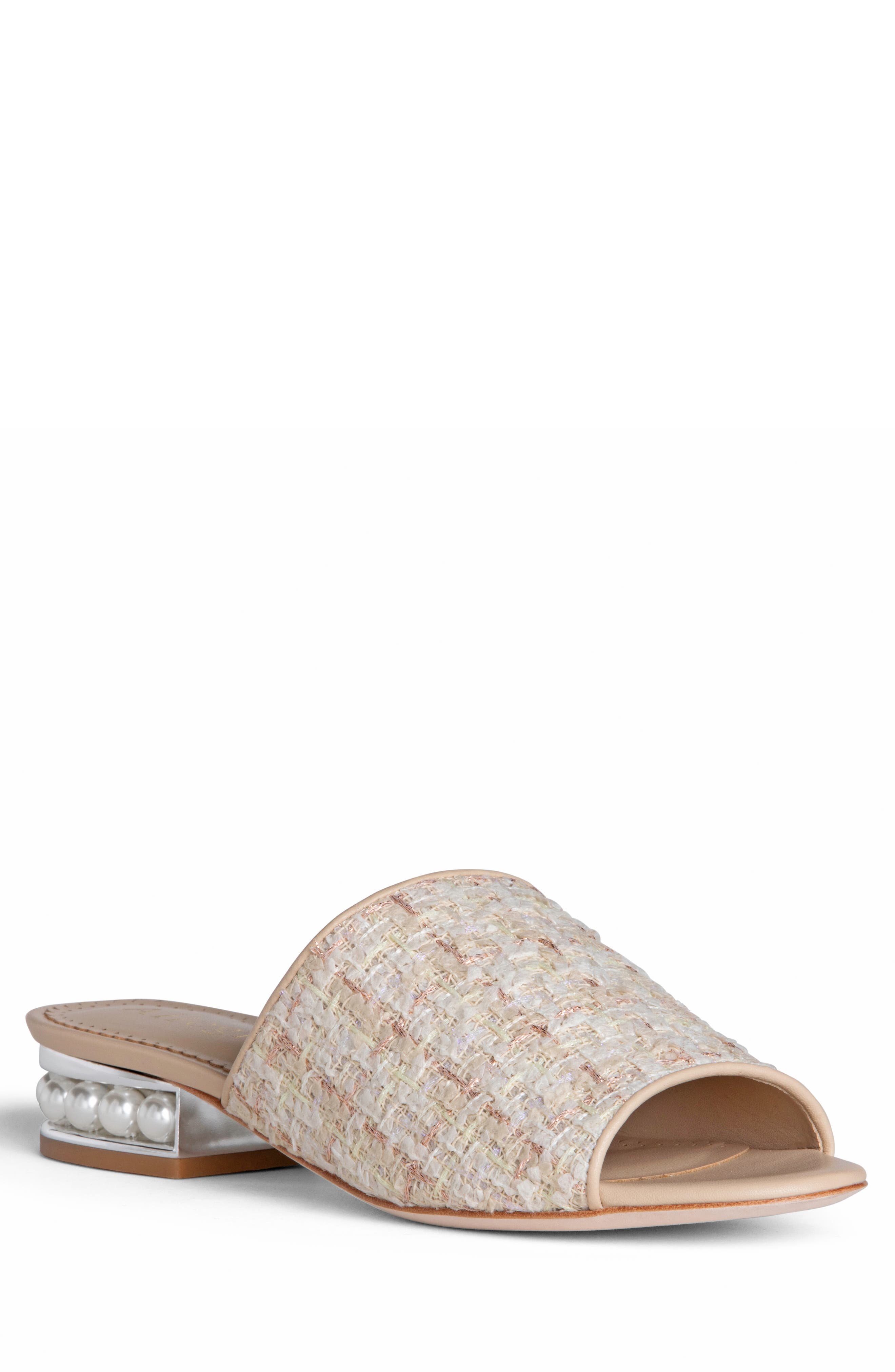 Blanche Tweed Slide, Alternate, color, beige