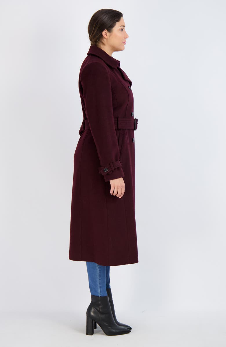 Cole Haan Signature Slick Belted Double Breasted Trench Coat, Alternate, color, Bordeaux