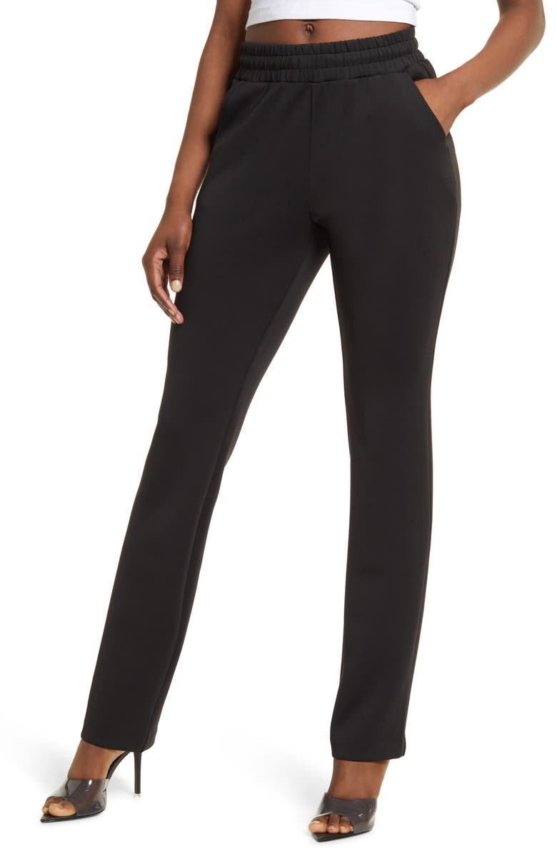 Good American Scuba Relaxed Straight Leg Pants, Main, color,