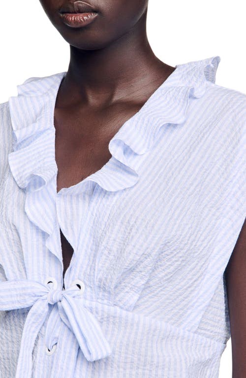 Sandro Striped Crop Top In White